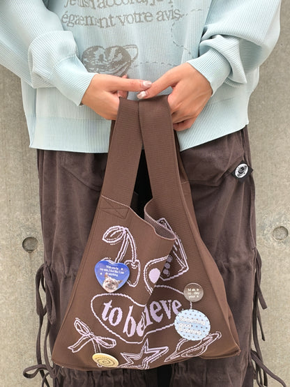 【dalazdaakaa Button Badge Set】 Bunny / Believe / Brown