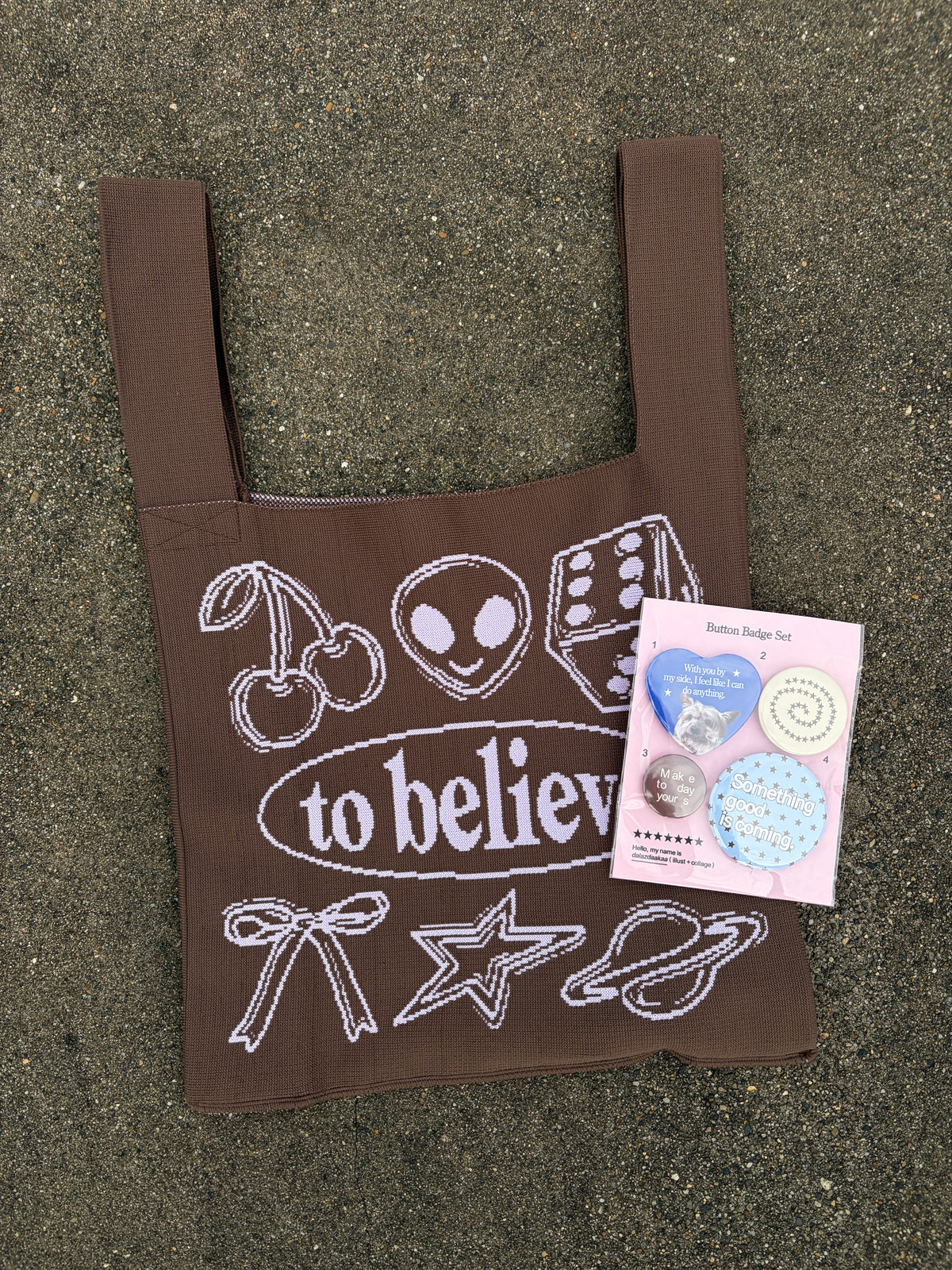 【dalazdaakaa Button Badge Set】 Bunny / Believe / Brown