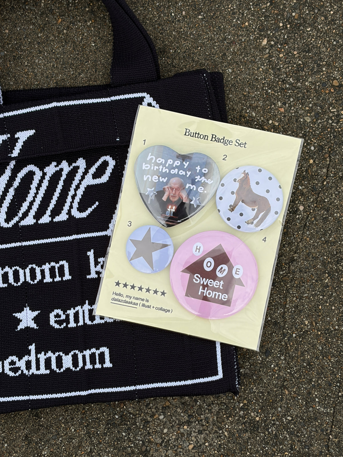 【dalazdaakaa Button Badge Set】 Co-Knitty / HS / dala / Black