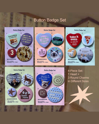 【dalazdaakaa Button Badge Set】 Fourty / Empathy / Beige